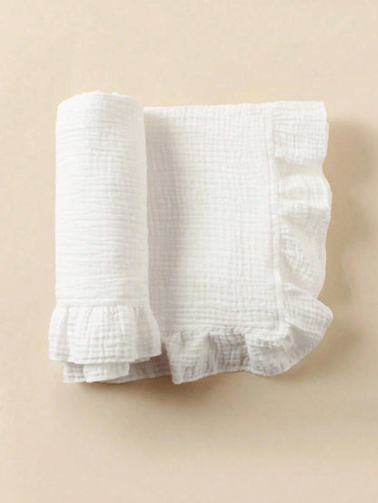1pc Infant Ruffled Lightweight Blanket, Washable Soft Blanket For Stroller, Essential Baby Supplies For Spring/Summer