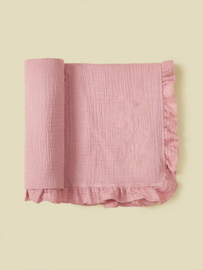 1pc Infant Ruffled Lightweight Blanket, Washable Soft Blanket For Stroller, Essential Baby Supplies For Spring/Summer