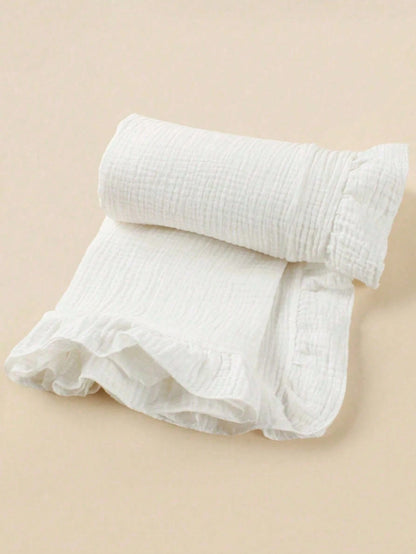 1pc Infant Ruffled Lightweight Blanket, Washable Soft Blanket For Stroller, Essential Baby Supplies For Spring/Summer