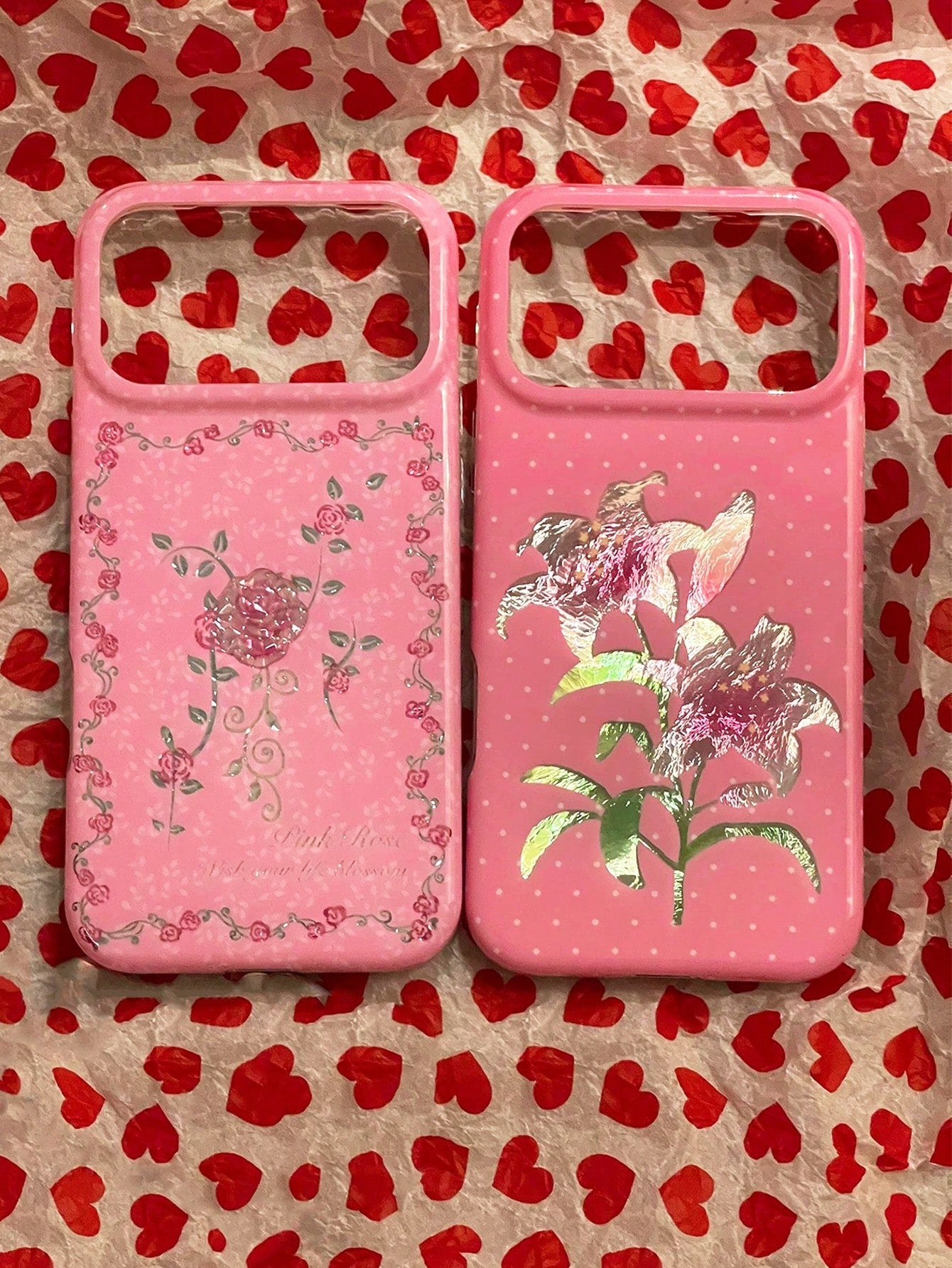 1PC Ins Polka Dot Lily Rose IMD Full Coverage Anti-Drop PC Phone Case Compatible With Apple 11 Pro Max/12 Pro Max/13 Pro Max/14 Pro Max/15 Pro Max/16 Pro Max/17 Pro Max