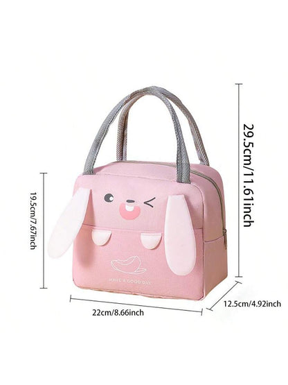 1pc Insulated Canvas Lunch Box Bag With Aluminum Foil Lining, Thickened And Waterproof, Large Capacity Portable Handbag