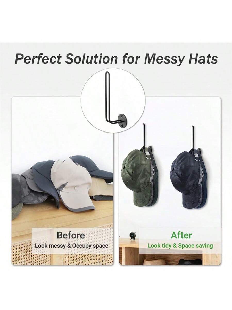 1pc L-Shaped Iron Wire Baseball Cap Holder Wall-Mounted Hat Rack Hat Organizer, Gender Reveal Party, Perfect For Birthdays, Weddings, Parties, The Perfect Gift For Colleagues, Friends, And Family, Bac