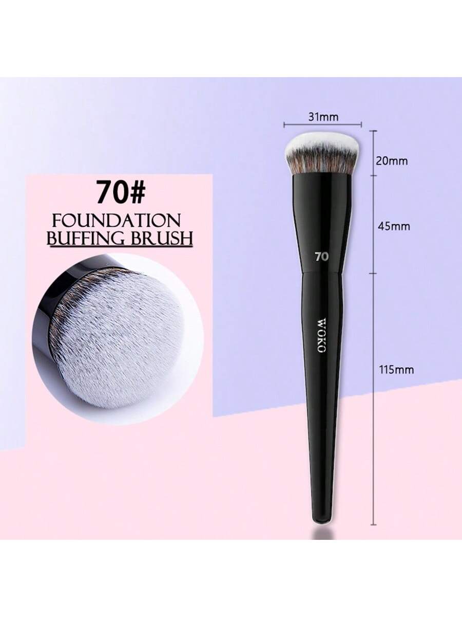 1pc Large Foundation Brush With Round Tip, Professional Synthetic Hair Makeup Brush For Contouring, Foundation Brush, Concealer Brush, Blush Brush, Contour Brush, Blush Brush, Bronzer Brush, Powder Br