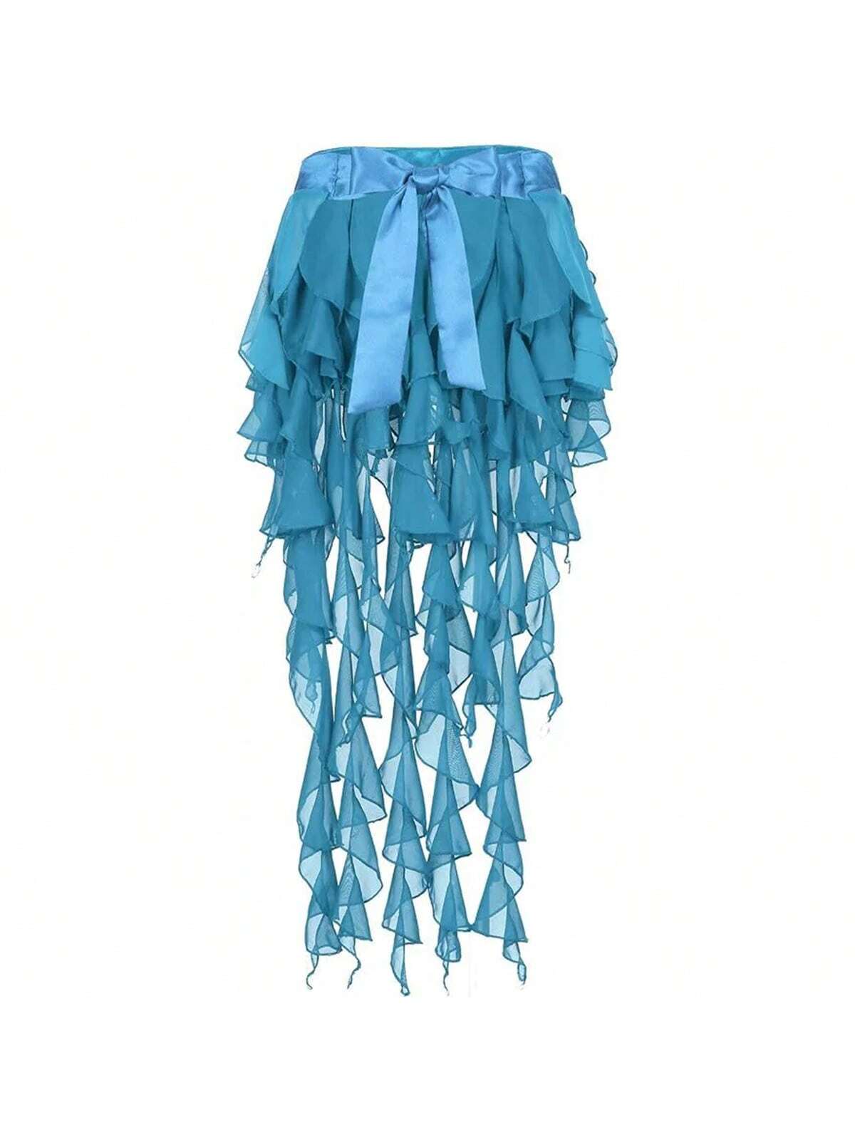 1pc Latin/Belly Dance Nine-Tailed Fox Waist Scarf, Chiffon Material With Adjustable Tie, Chiffon Belly Dance Waist Band, Suitable For Oriental/Belly Dance Performances