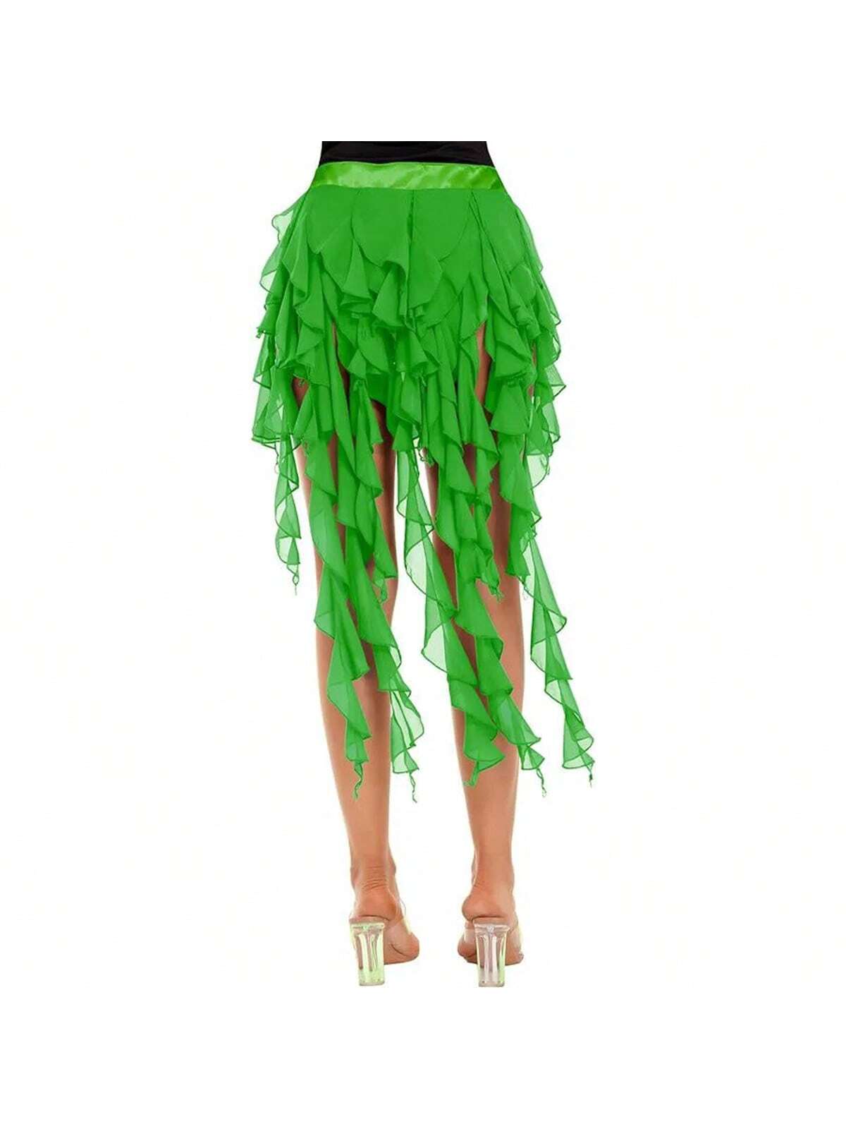 1pc Latin/Belly Dance Nine-Tailed Fox Waist Scarf, Chiffon Material With Adjustable Tie, Chiffon Belly Dance Waist Band, Suitable For Oriental/Belly Dance Performances