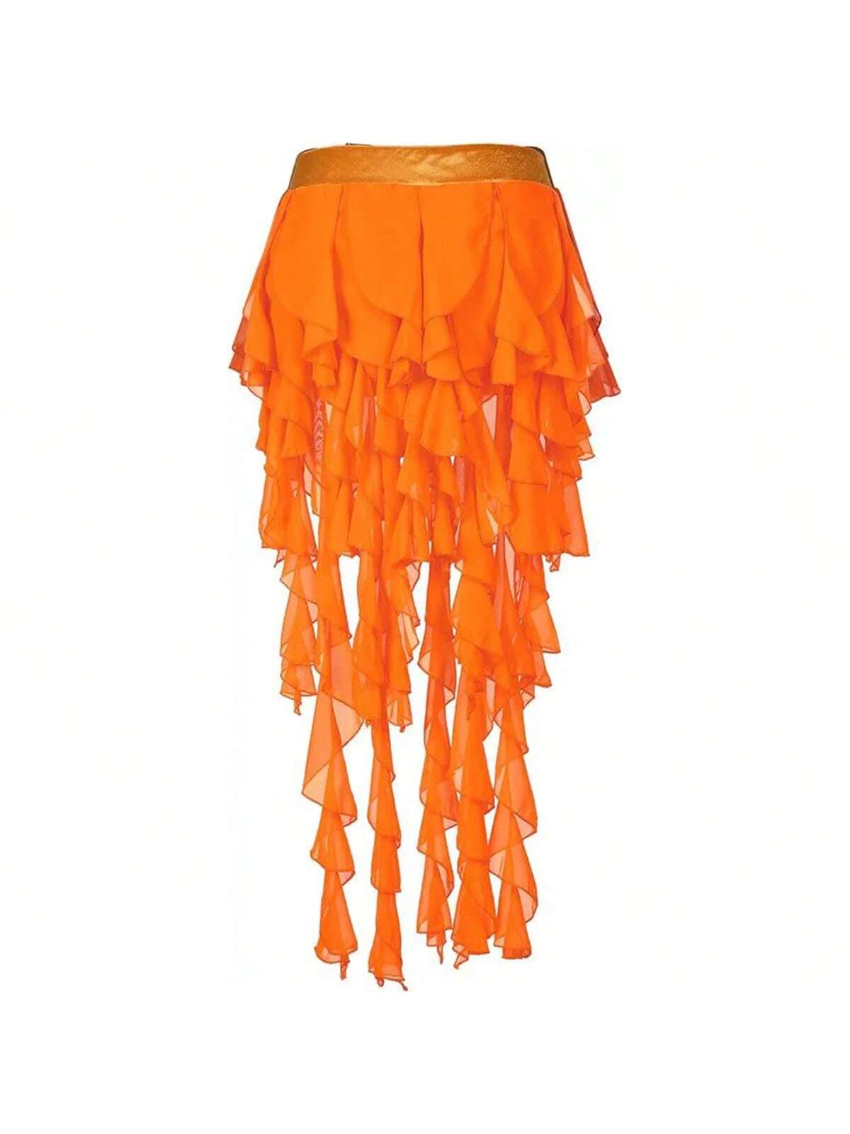 1pc Latin/Belly Dance Nine-Tailed Fox Waist Scarf, Chiffon Material With Adjustable Tie, Chiffon Belly Dance Waist Band, Suitable For Oriental/Belly Dance Performances