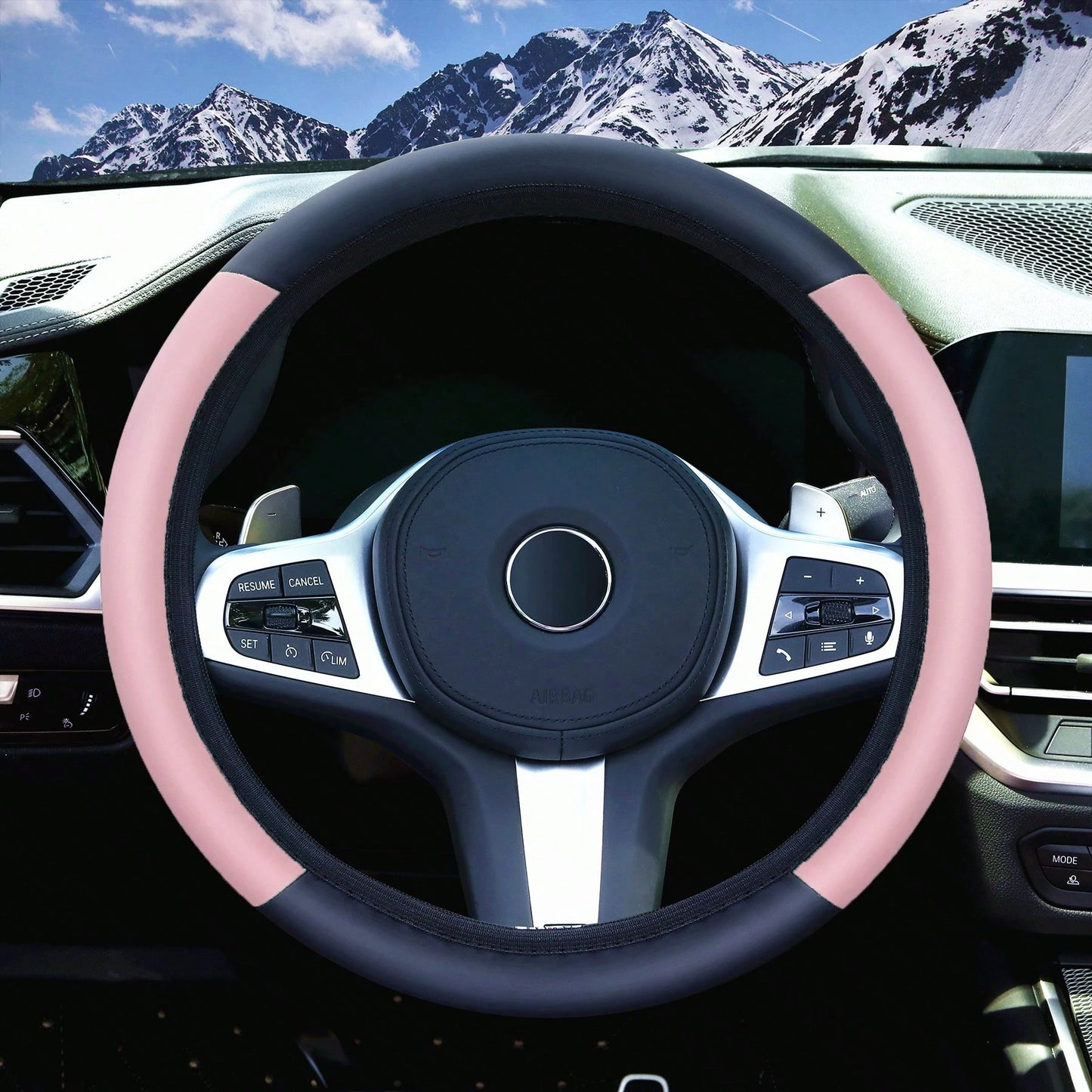 1pc Leather Car Steering Wheel Cover, Anti-Slip & Sweat-Proof Design, Available In Multiple Colors, Fits 38cm Diameter Steering Wheel
