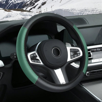 1pc Leather Car Steering Wheel Cover, Anti-Slip & Sweat-Proof Design, Available In Multiple Colors, Fits 38cm Diameter Steering Wheel