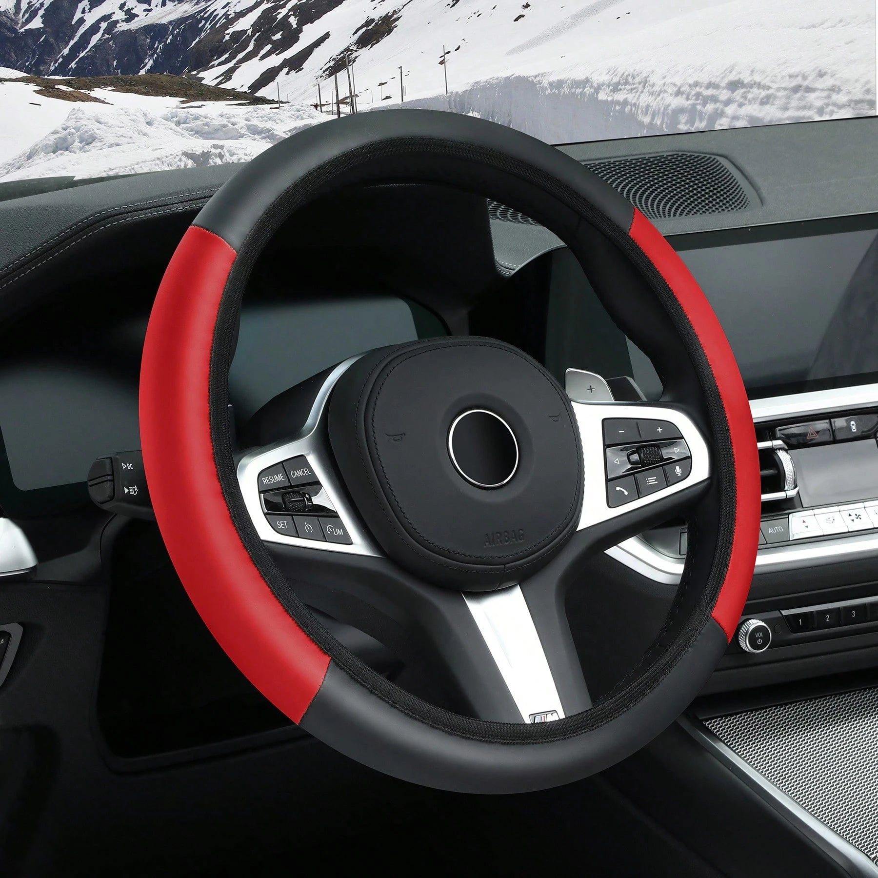 1pc Leather Car Steering Wheel Cover, Anti-Slip & Sweat-Proof Design, Available In Multiple Colors, Fits 38cm Diameter Steering Wheel
