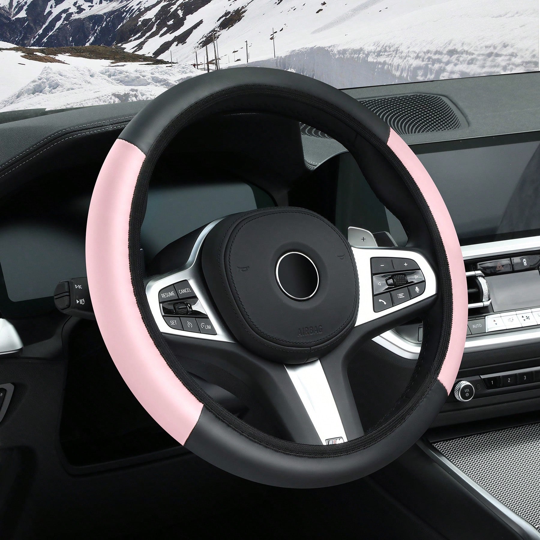 1pc Leather Car Steering Wheel Cover, Anti-Slip & Sweat-Proof Design, Available In Multiple Colors, Fits 38cm Diameter Steering Wheel