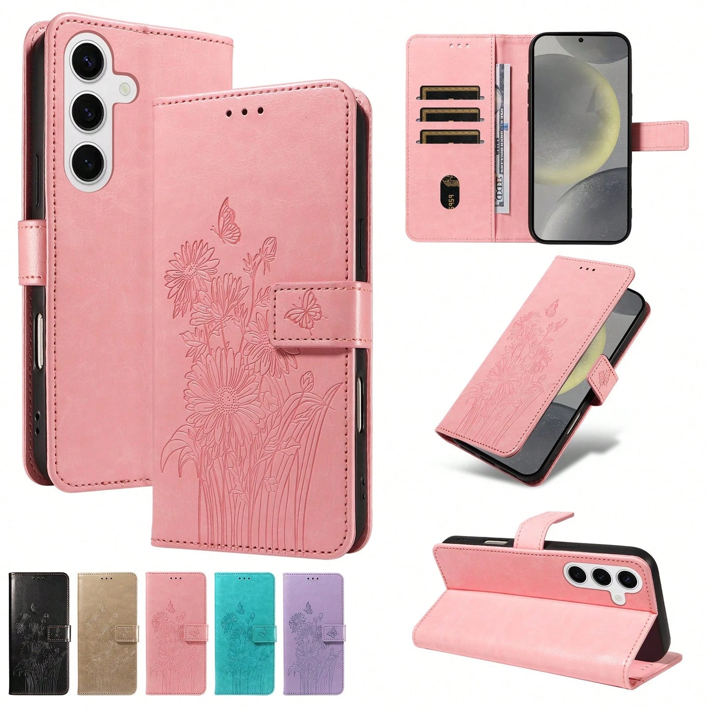 1pc Leather Wallet Phone Case With Card Slot Compatible With Apple 17 Pro Max/ Galaxy A56 Series, Fashionable Protective Cover