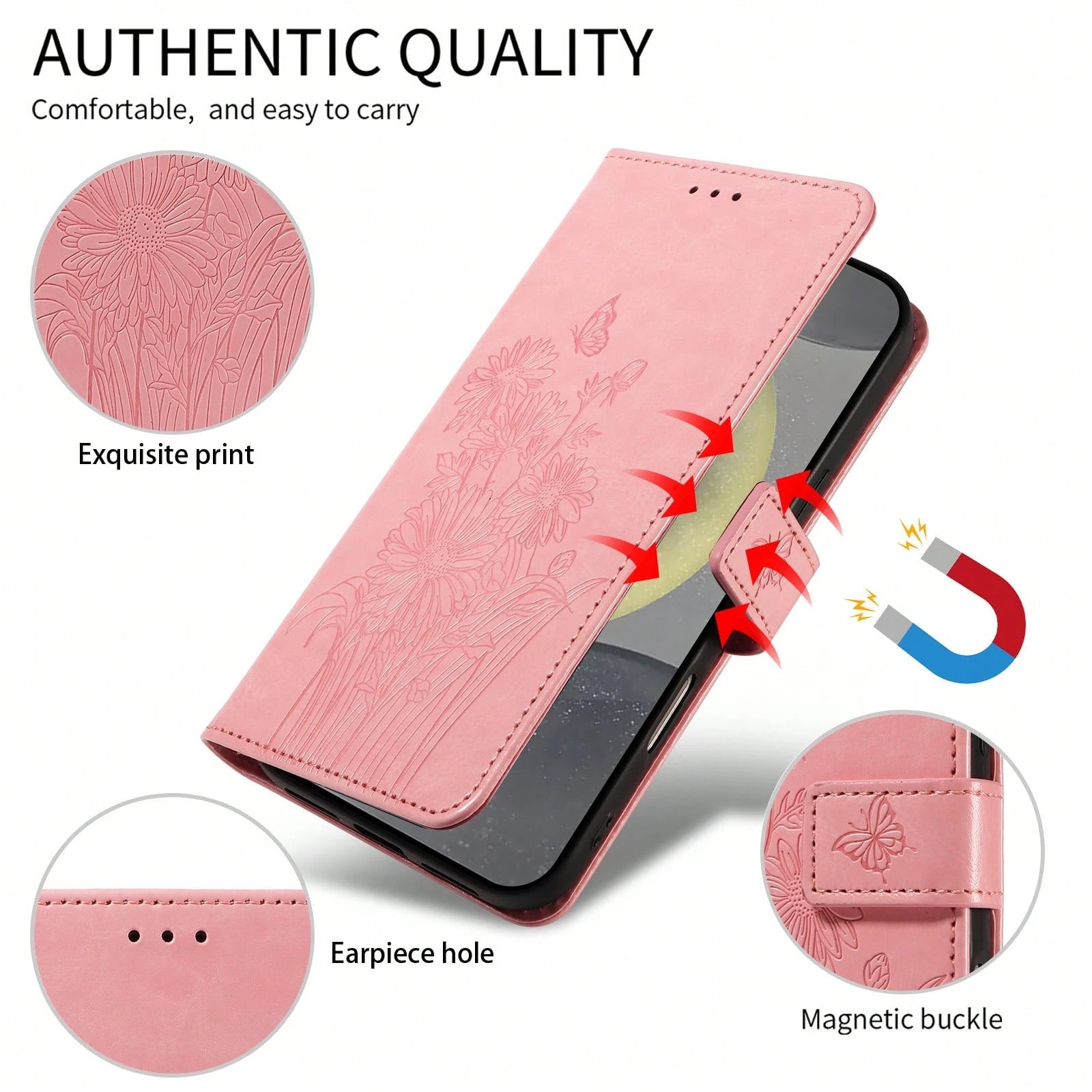 1pc Leather Wallet Phone Case With Card Slot Compatible With Apple 17 Pro Max/ Galaxy A56 Series, Fashionable Protective Cover