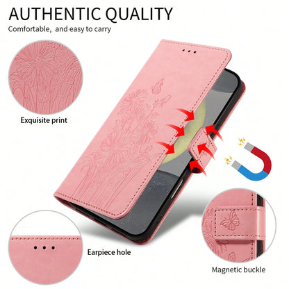 1pc Leather Wallet Phone Case With Card Slot Compatible With Apple 17 Pro Max/ Galaxy A56 Series, Fashionable Protective Cover