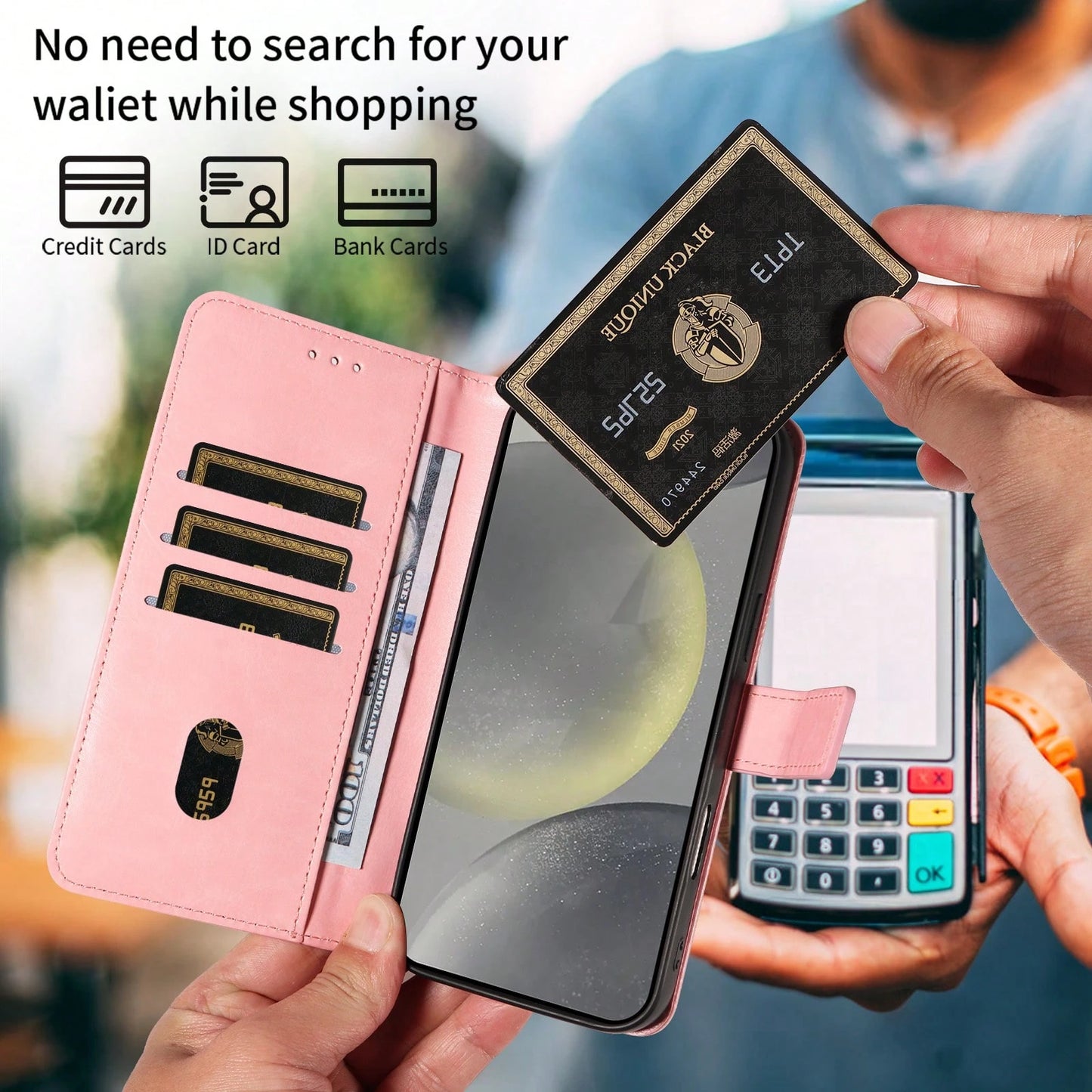 1pc Leather Wallet Phone Case With Card Slot Compatible With Apple 17 Pro Max/ Galaxy A56 Series, Fashionable Protective Cover