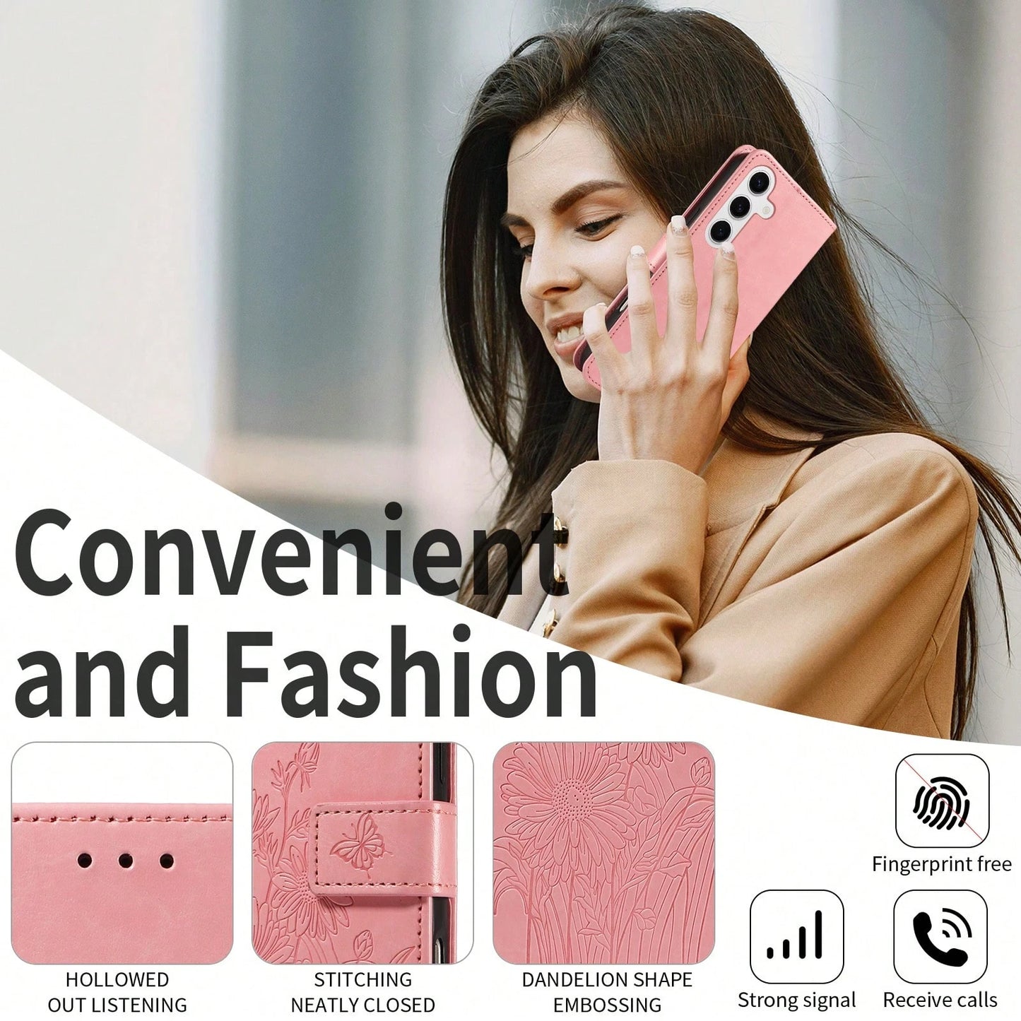 1pc Leather Wallet Phone Case With Card Slot Compatible With Apple 17 Pro Max/ Galaxy A56 Series, Fashionable Protective Cover