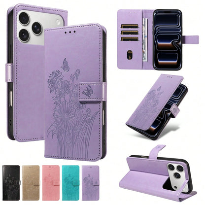 1pc Leather Wallet Phone Case With Card Slot Compatible With Apple 17 Pro Max/ Galaxy A56 Series, Fashionable Protective Cover