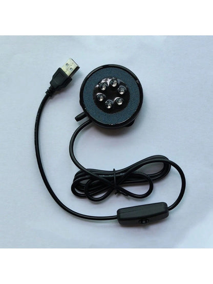 1pc LED Aquarium Air Bubble Light Fish Tank Air Curtain Bubble Stone Disk With 6 Color Changing LEDs