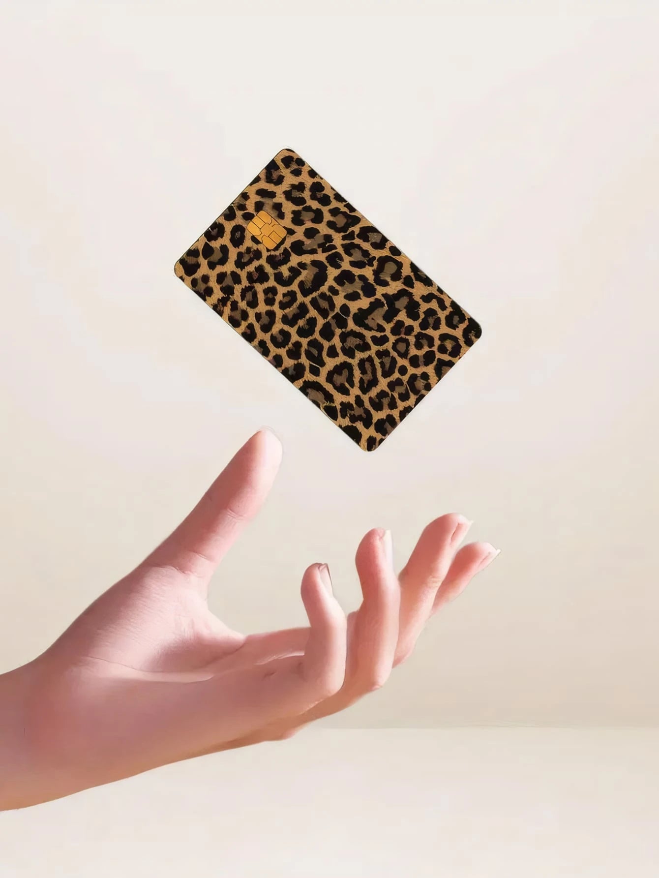 1pc Leopard Pattern PVC Funny Credit Card Sticker, Leopard Print Pink Leopard Colorful Leopard Creative Mini Card Skin Sticker, Art Sticker,Back To School,School Supplies