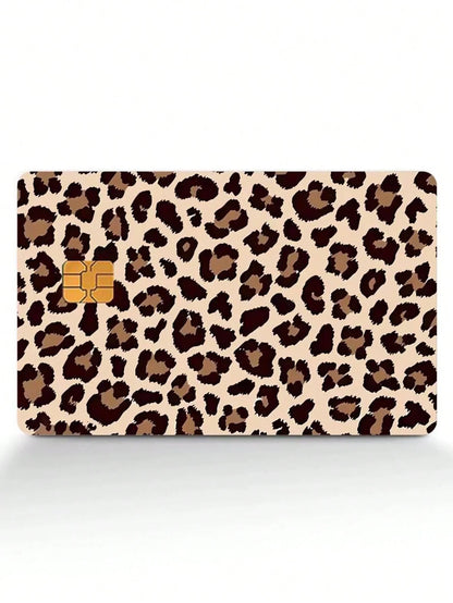 1pc Leopard Pattern PVC Funny Credit Card Sticker, Leopard Print Pink Leopard Colorful Leopard Creative Mini Card Skin Sticker, Art Sticker,Back To School,School Supplies