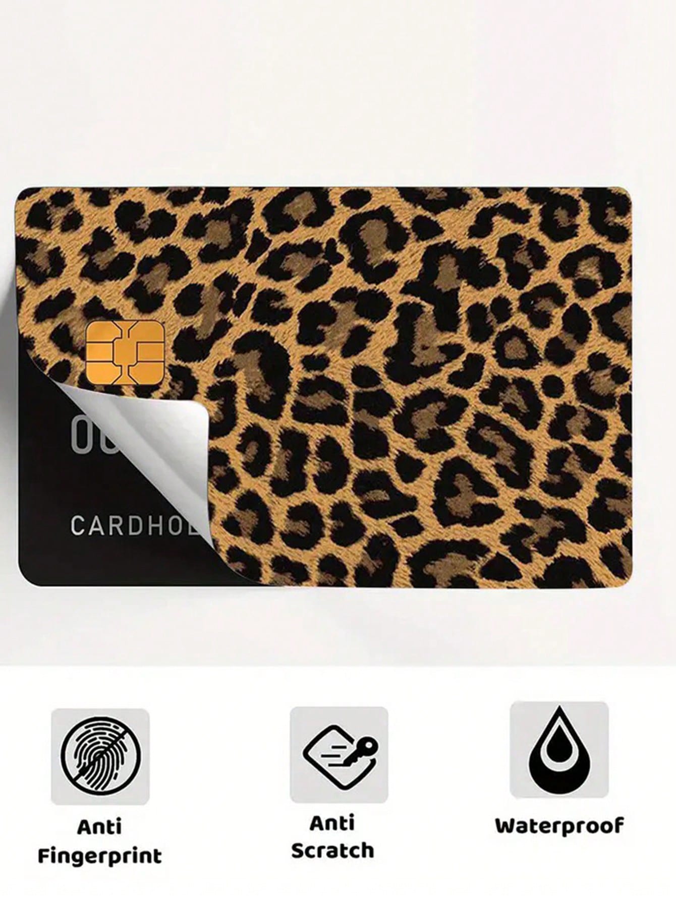 1pc Leopard Pattern PVC Funny Credit Card Sticker, Leopard Print Pink Leopard Colorful Leopard Creative Mini Card Skin Sticker, Art Sticker,Back To School,School Supplies