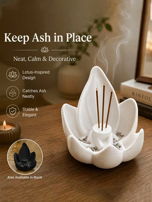 1pc Lotus Aromatherapy Base, Creative Lotus Shaped Incense Burner, Home Fragrance Decor, Helps Regulate Mood And Purify Air, Suitable For Living Room, Bedroom, Room, Desktop Decoration, Dorm Storage