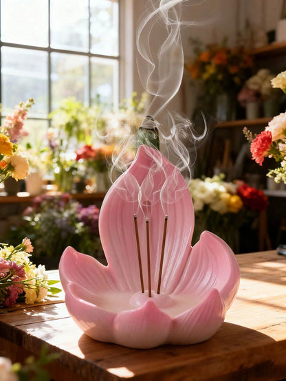 1pc Lotus Aromatherapy Base, Creative Lotus Shaped Incense Burner, Home Fragrance Decor, Helps Regulate Mood And Purify Air, Suitable For Living Room, Bedroom, Room, Desktop Decoration, Dorm Storage