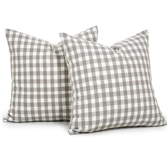 1pc Luxury Checkered Pillow Cover, Modern Farmhouse Decor Sofa Cushion Square Linen Pillowcase, Suitable For Sofa, Living Room, Bedroom, Farmhouse, Also Can Be Used As A Gift.