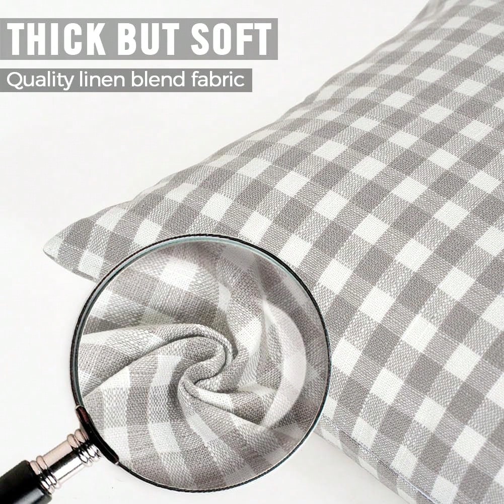 1pc Luxury Checkered Pillow Cover, Modern Farmhouse Decor Sofa Cushion Square Linen Pillowcase, Suitable For Sofa, Living Room, Bedroom, Farmhouse, Also Can Be Used As A Gift.