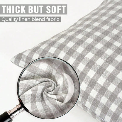 1pc Luxury Checkered Pillow Cover, Modern Farmhouse Decor Sofa Cushion Square Linen Pillowcase, Suitable For Sofa, Living Room, Bedroom, Farmhouse, Also Can Be Used As A Gift.
