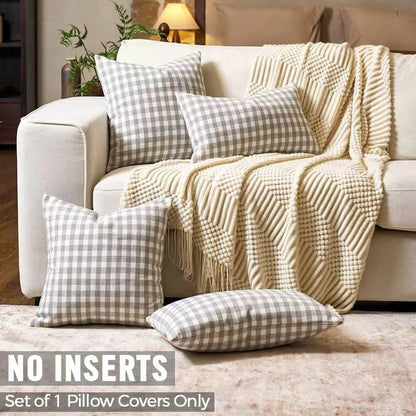 1pc Luxury Checkered Pillow Cover, Modern Farmhouse Decor Sofa Cushion Square Linen Pillowcase, Suitable For Sofa, Living Room, Bedroom, Farmhouse, Also Can Be Used As A Gift.