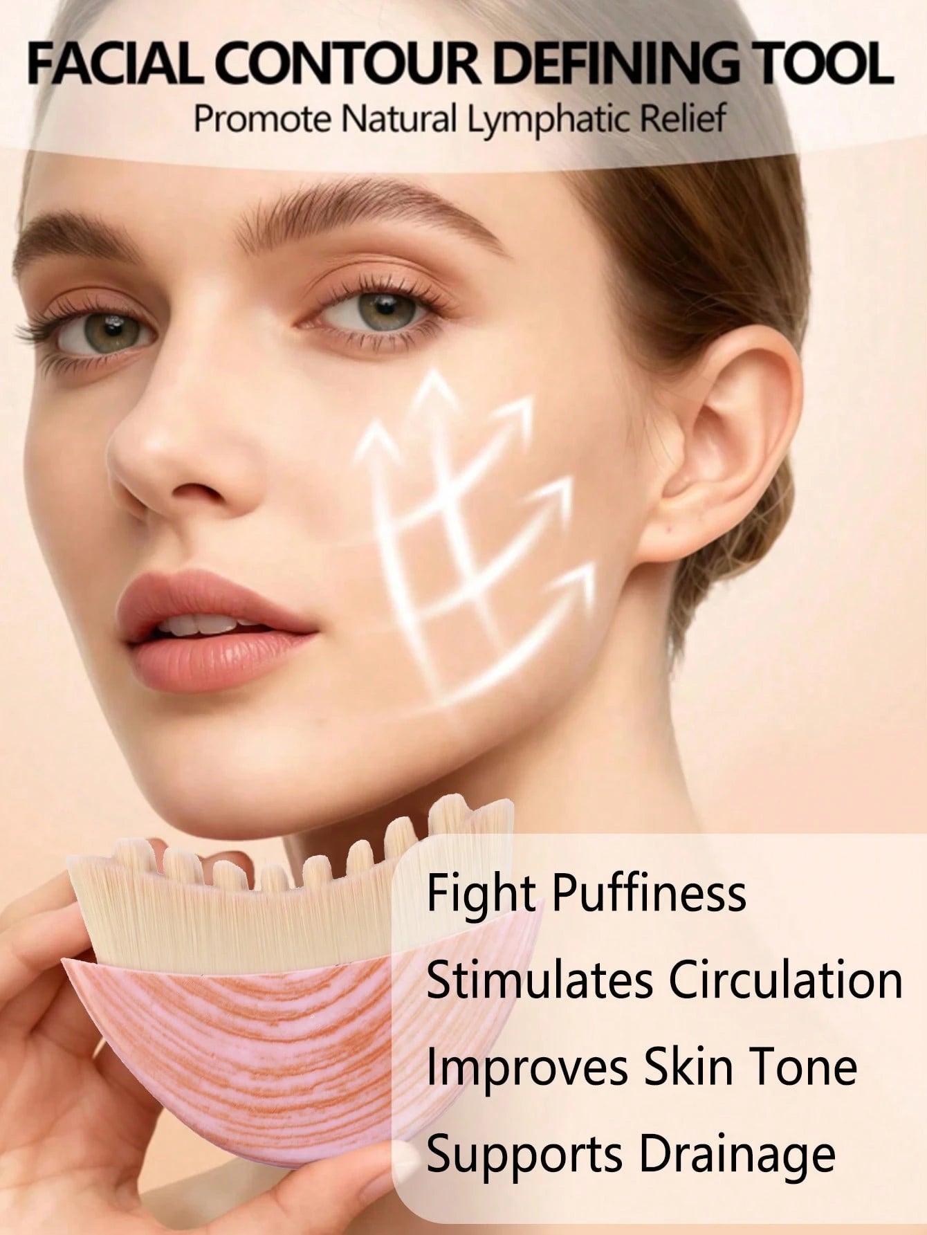 1pc Lymphatic Drainage Brush: Facial And Body Detox Massage Tool, Suitable For Jaw/Jawline Sculpting. Ergonomic, Portable Tool. Continuous Use Shows Results. Suitable For Spa, Self-Care, Esthetician S