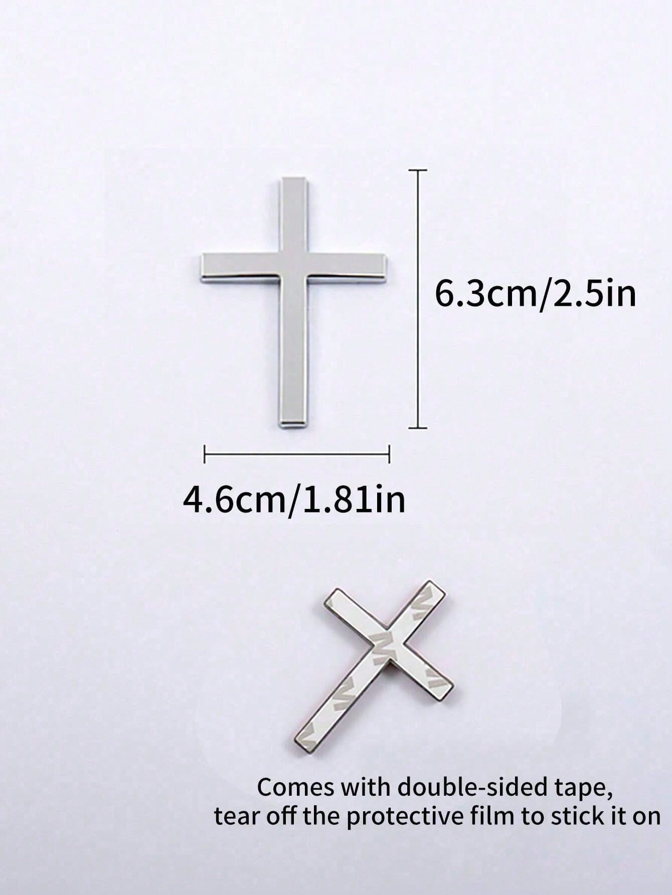 1pc Metallic Cross Car Bumper Sticker, Rear Car Decor, Car Scratch Protection Covering