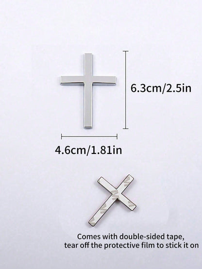 1pc Metallic Cross Car Bumper Sticker, Rear Car Decor, Car Scratch Protection Covering