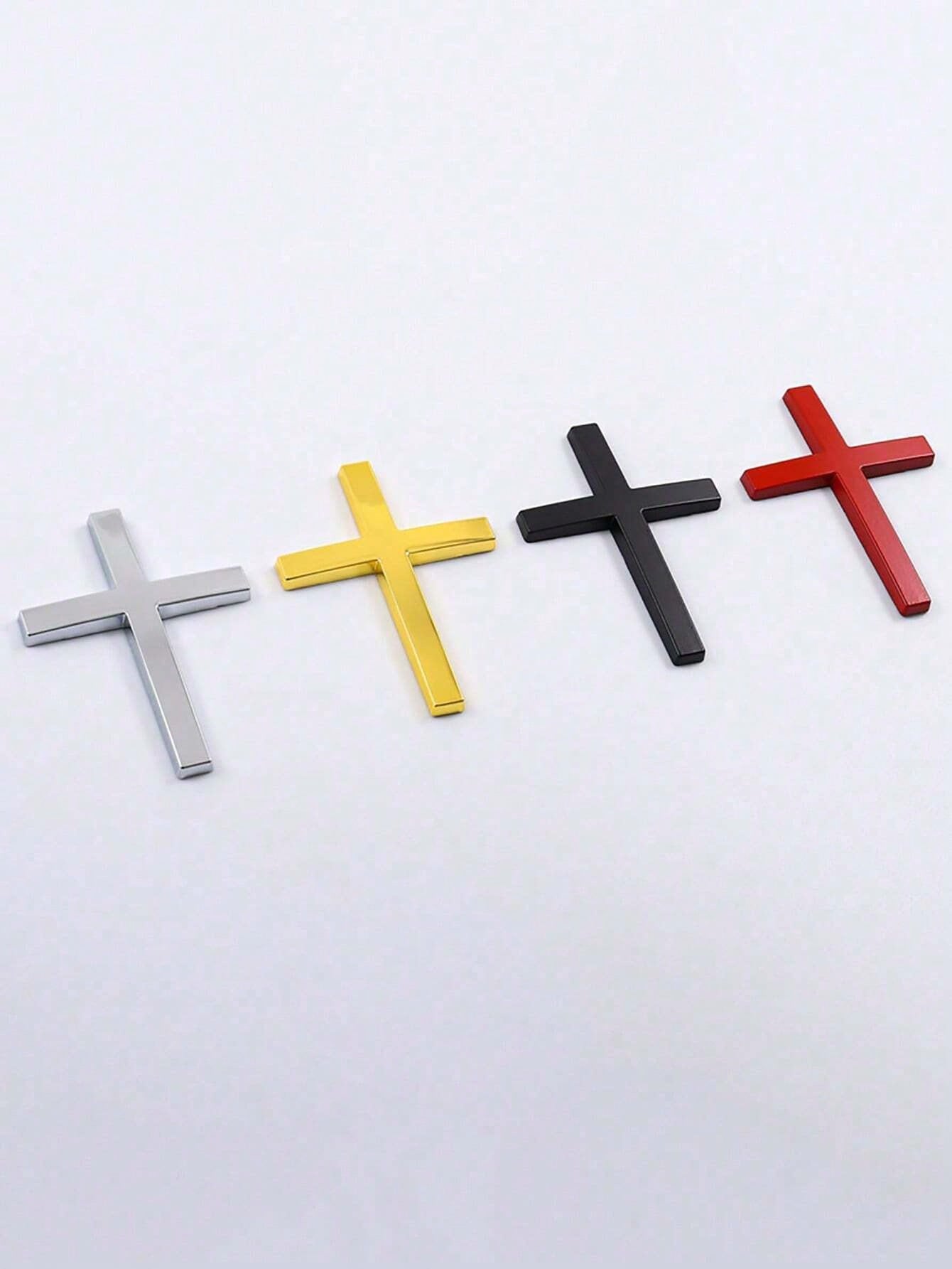 1pc Metallic Cross Car Bumper Sticker, Rear Car Decor, Car Scratch Protection Covering