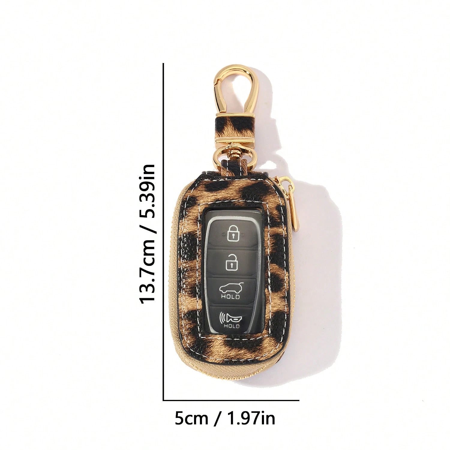 1pc Microfiber PU Leather Leopard Print Window Design Universal Car Key Case Protective Cover Anti-Loss Anti-Scratch Key Storage Protective Cover Visible Buttons Suitable For All Car Key Bags Gift For