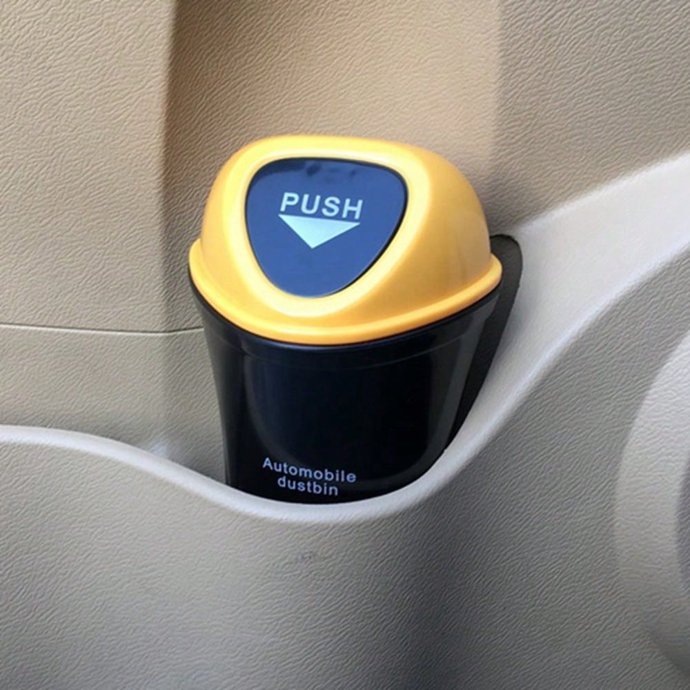 1Pc Mini Car Trash Can Portable Dustbin With Lid Leak-Proof Trash Bin For Automotive Home Bedroom Office Garbage Bin