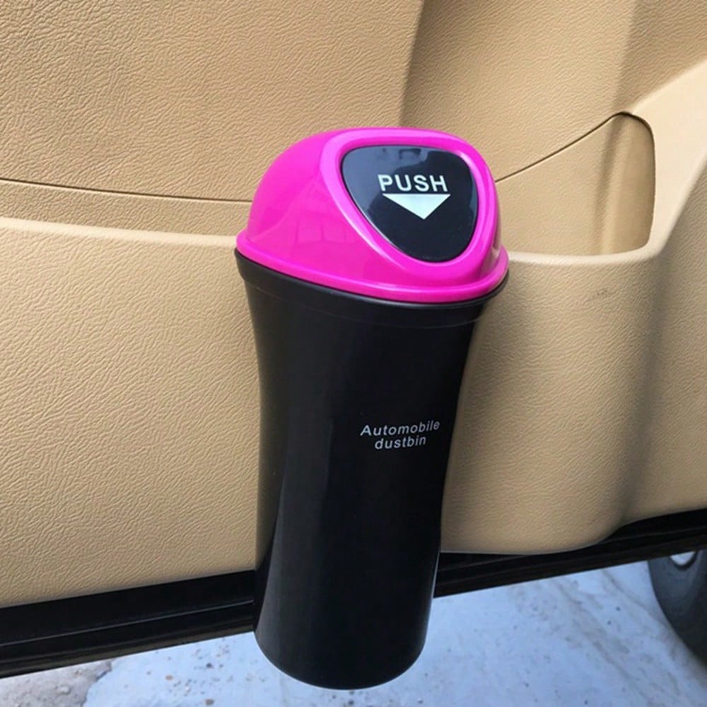 1Pc Mini Car Trash Can Portable Dustbin With Lid Leak-Proof Trash Bin For Automotive Home Bedroom Office Garbage Bin