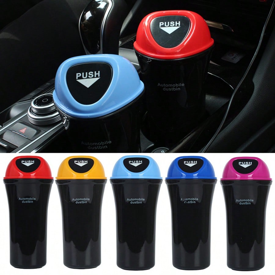 1Pc Mini Car Trash Can Portable Dustbin With Lid Leak-Proof Trash Bin For Automotive Home Bedroom Office Garbage Bin