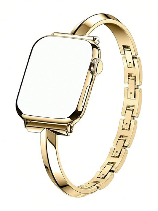 1pc Minimalist Charm Gold Metal Bracelet Watch Band, Women's Delicate Bracelet Style Wristband Compatible With Apple Watch 38 40 41 42 44 45 46 49mm S11-42mm Series 11 10 9 8 7 6 5 4 3 2 1 Summer Smar