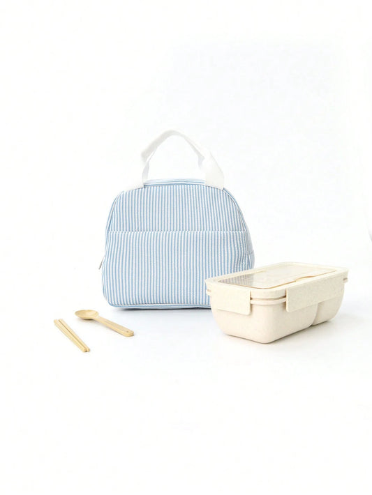 1pc Minimalist Insulated Lunch Bag, Student Lunch Box, Food Bag, Casual Picnic Bag, Camping Bag, Insulated Bag, Suitable For Office, School, Portable Large Capacity, Suitable For Travel, Picnic, Outdo