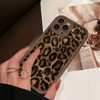 1pc Minimalist Leopard Pattern Leopard Print Pattern Simple Fashion Ins Style Chocolate/Coffee/Matte Brown Color Phone Case With Stepped Design, Suitable For Compatible With OPPO/Compatible With VIVO