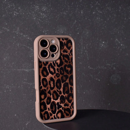 1pc Minimalist Leopard Pattern Leopard Print Pattern Simple Fashion Ins Style Chocolate/Coffee/Matte Brown Color Phone Case With Stepped Design, Suitable For Compatible With OPPO/Compatible With VIVO