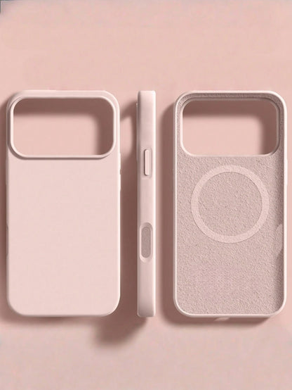 1pc Minimalist Liquid Silicone Magnetic Wireless Charging Phone Case, Compatible With IPhone 17 Air 16 14 13 12 15 Pro Max Plus, With Velvet Camera Protection