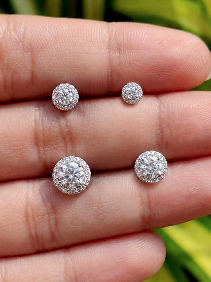 1pc Moissanite Stud Earrings For Women And Men, 0.03-0.5CT, 18K White Gold Plated S925 Sterling Silver, Hypoallergenic Exquisite Diamond Decor Earrings