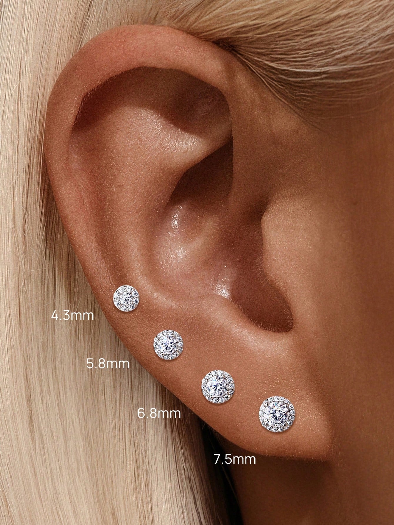 1pc Moissanite Stud Earrings For Women And Men, 0.03-0.5CT, 18K White Gold Plated S925 Sterling Silver, Hypoallergenic Exquisite Diamond Decor Earrings