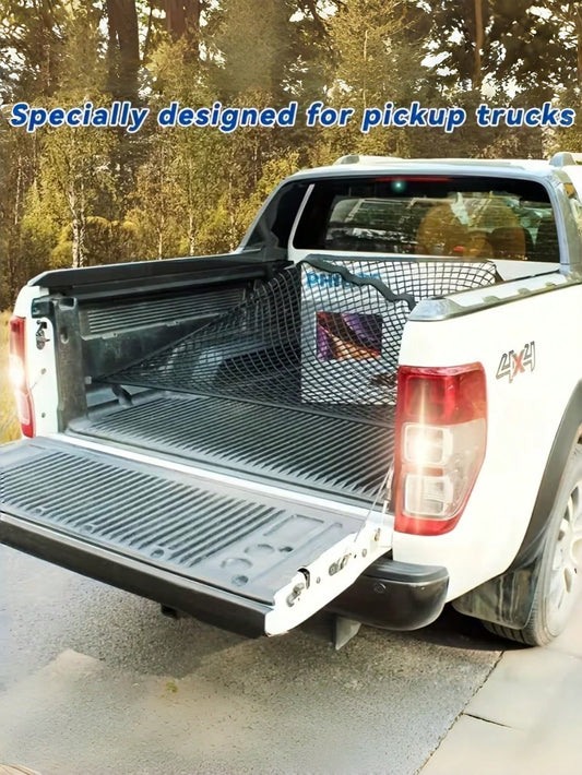 1pc Multi-Color Heavy Duty Elastic Truck Bed Net| High Elasticity, Secure Fastening, Polyester Blended, Universal Fit, Easy Installation, Cargo And Luggage Organizer Net