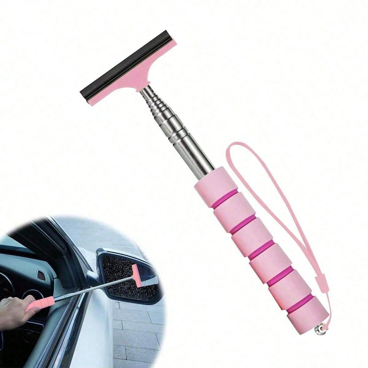 1pc Multi-Color Multi-Function Car Rearview Mirror Glass Cleaner, With Defogging And Scraping Functions