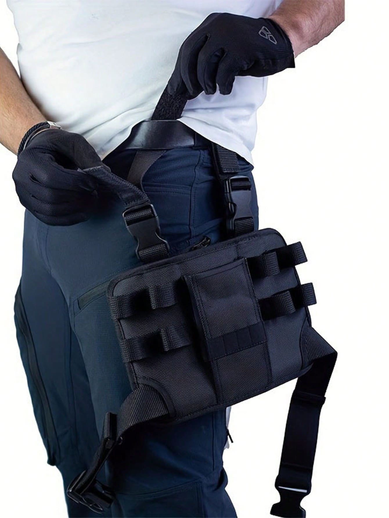 1pc Multi-Layer Black Metal Multi-Functional Tool Storage Waist Bag/Leg Bag, Essential Home And Car Storage Tool Bag With Adjustable Belt Clip, Compact And Lightweight, Suitable For Electricians