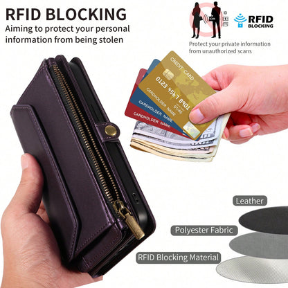 1pc Multifunctional Leather Phone Case With Card Slot, Crossbody Strap, Wallet Design Compatible With Apple 17 Pro Max/ A16 Smartphones