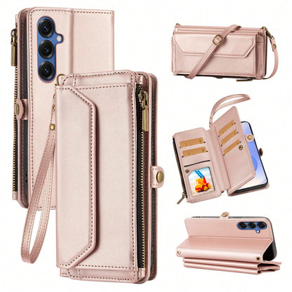 1pc Multifunctional Leather Phone Case With Card Slot, Crossbody Strap, Wallet Design Compatible With Apple 17 Pro Max/ A16 Smartphones
